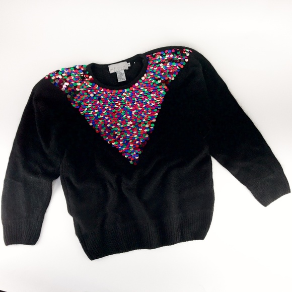 Vintage Sweaters - Lauren Cole Womans Black Vintage Sequin Sweater